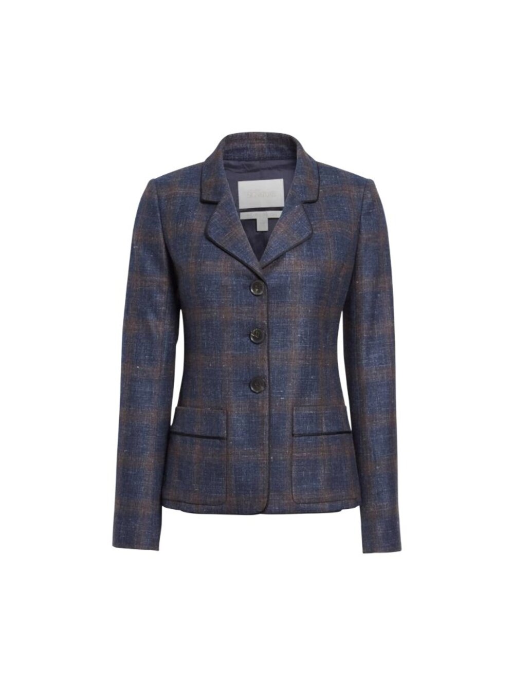 Nordstrom Signature Caroline Issa 6 Wool Silk Linen Plaid Button Blazer Jacket